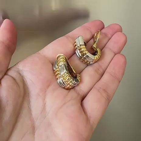 Preowned Boucheron Vintage Yellow and White Gold Clip-on Earrings