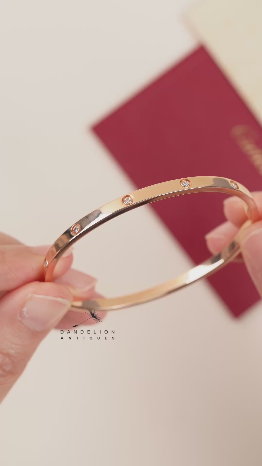 Cartier Love 10 Diamond 18K Rose Gold Small Model Bracelet Size 17