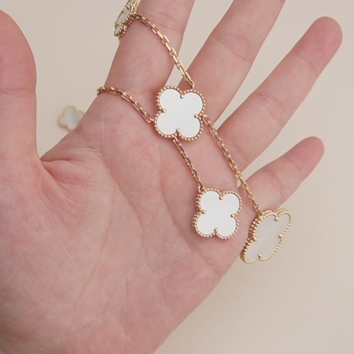 Used VCA Magic Alhambra 6 Motifs Mother of Pearl 18K Gold Necklace
