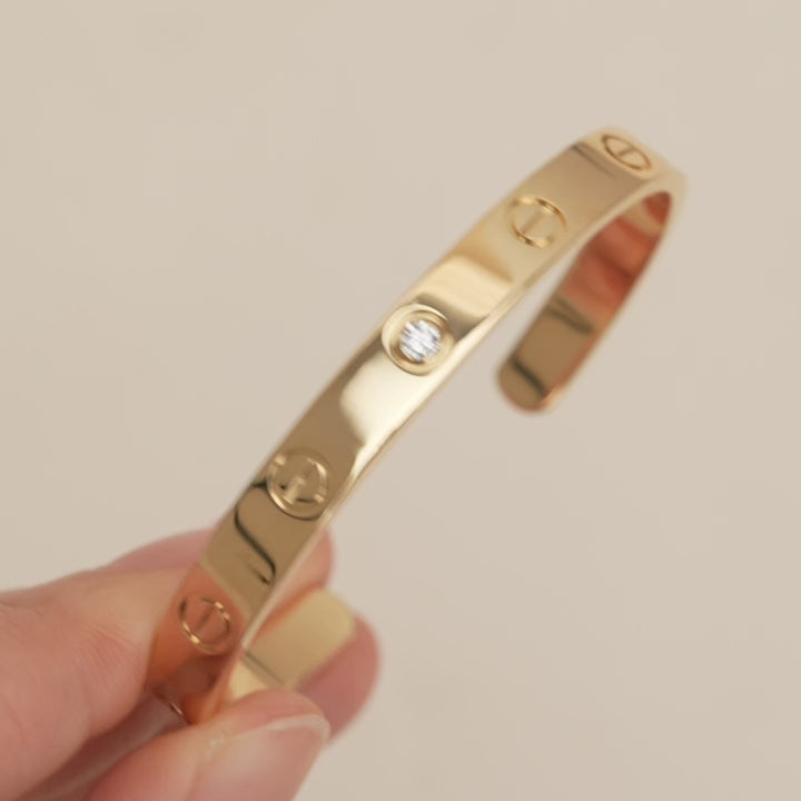 Second Hand Cartier Love 1 Diamond Yellow Gold Cuff Bracele