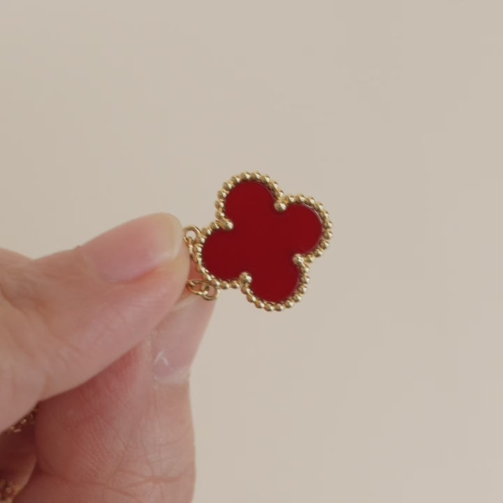 Preowned Van Cleef & Arpels Vintage Alhambra Carnelian 18k Yellow Gold Pendant