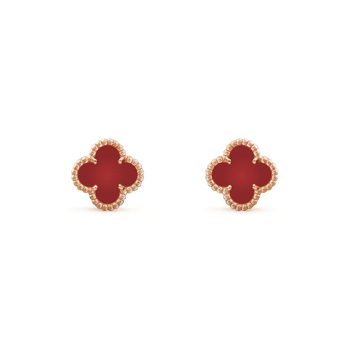 Van Cleef & Arpels Sweet Alhambra Carnelian 18K Rose Gold Earstuds