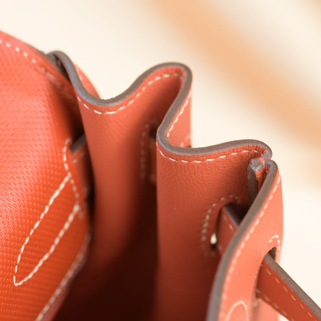 Hermès Kelly 32 Ghillies Retourne Swift Leather with Palladium Hardware