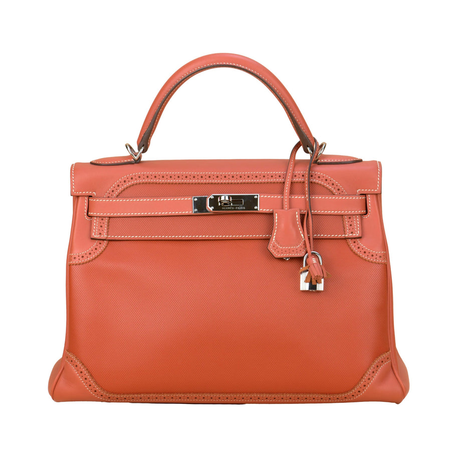 Preloved Hermès Kelly 32 Ghillies Retourne Swift Leather Palladium Hardware Handbag