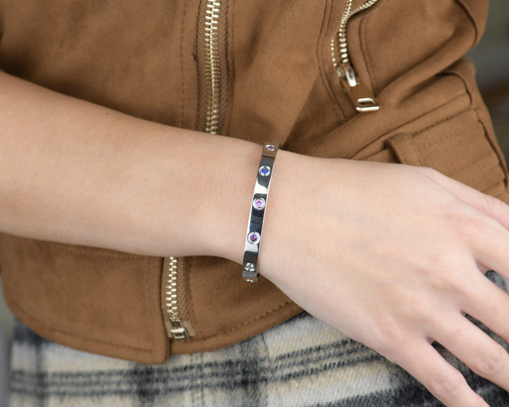 Second Hand Cartier Love Bracelet Rainbow 18K White Gold Size 16