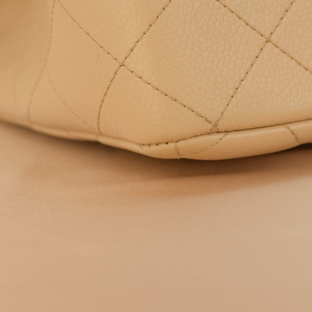 Chanel Beige Calfskin Leather Jumbo Classic Double Flap Bag