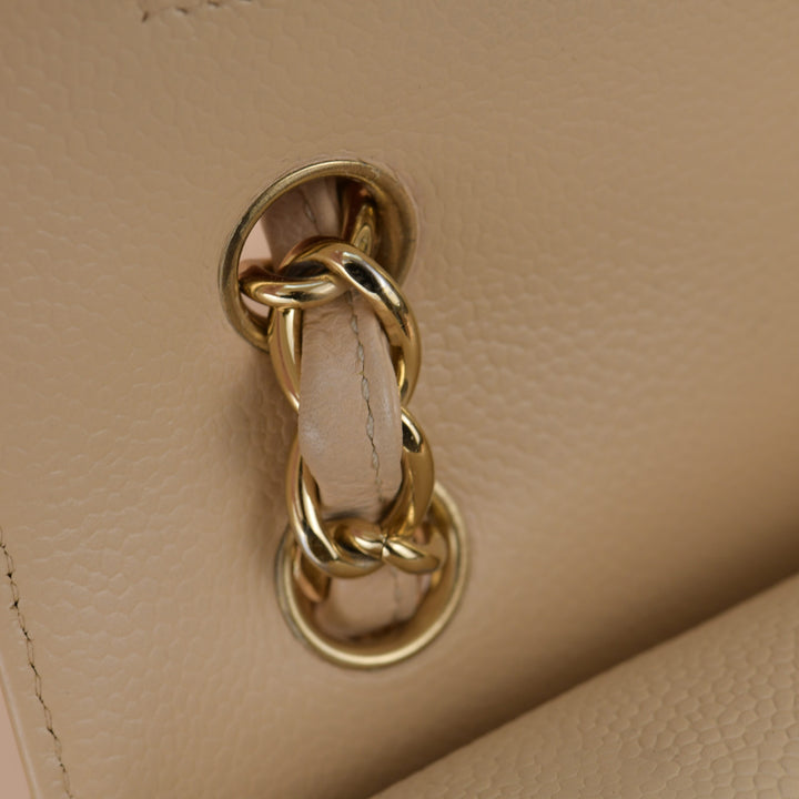 Chanel Beige Calfskin Leather Jumbo Classic Double Flap Bag