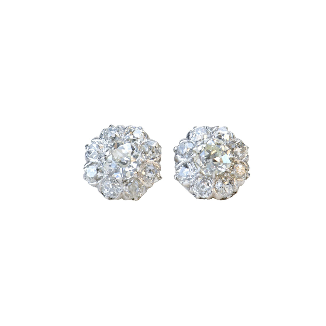 Preloved Victorian Diamond Platinum Stud Earrings