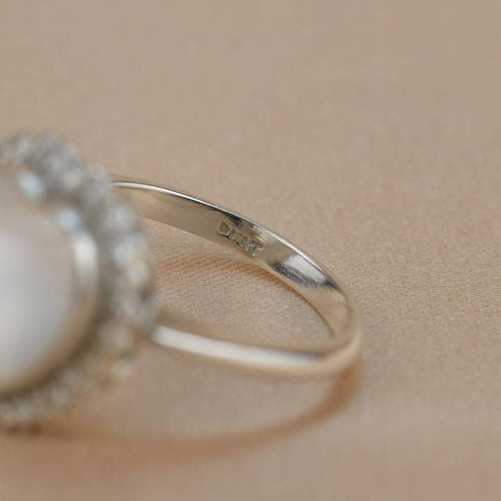 Antique Moonstone Diamond Heart Cluster Ring