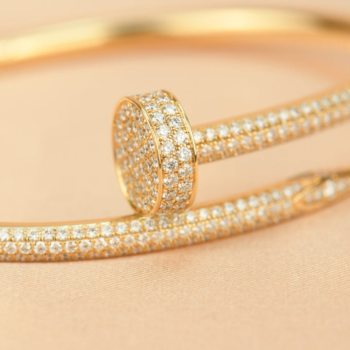 Preowned Cartier Juste Un Clou Pave Diamond Gold Bracelet