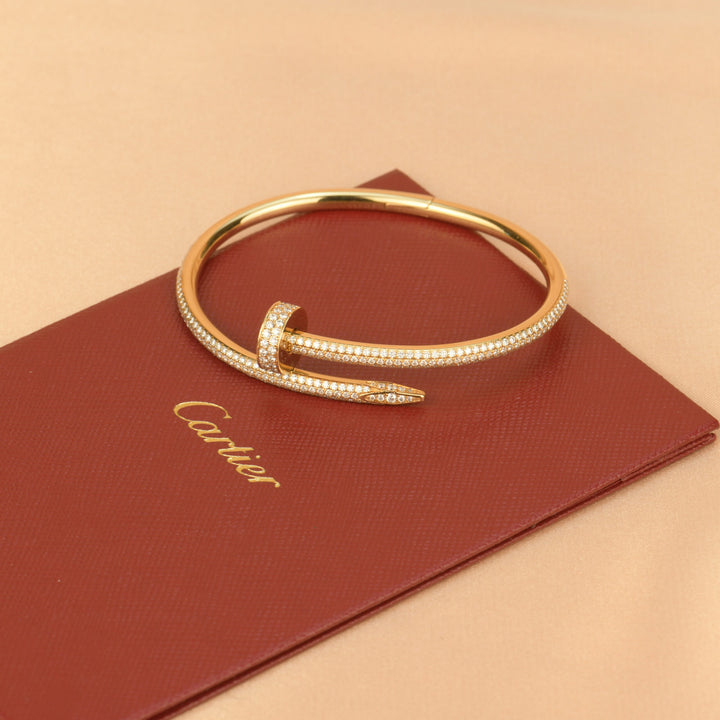 Preowned Cartier Juste Un Clou Pave Diamond 18k Gold Bracelet