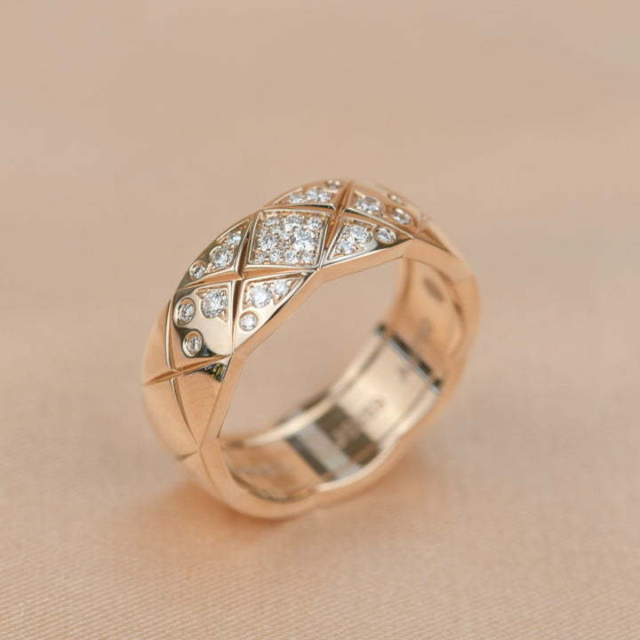 Preowned Chanel Rose Gold Diamond Coco Crush Ring