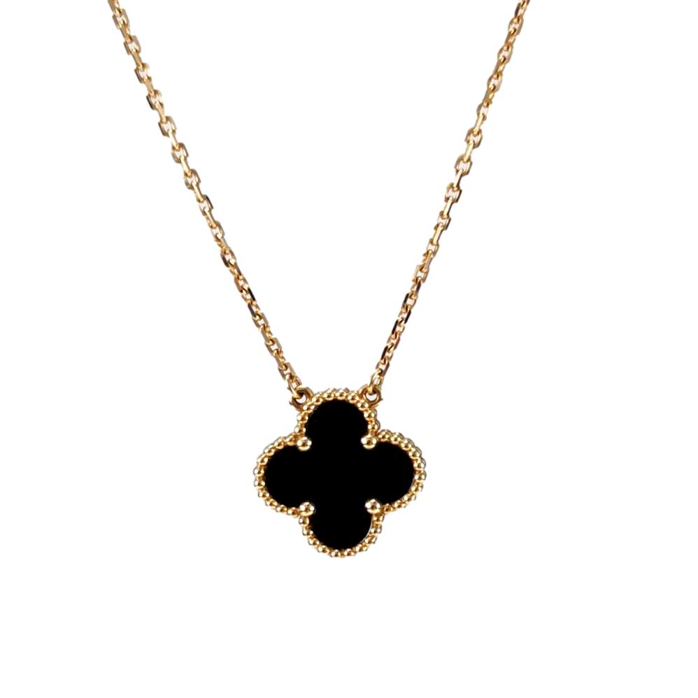 Van Cleef Arpels Onyx Alhambra Pendant Necklace Dandelion Antiques