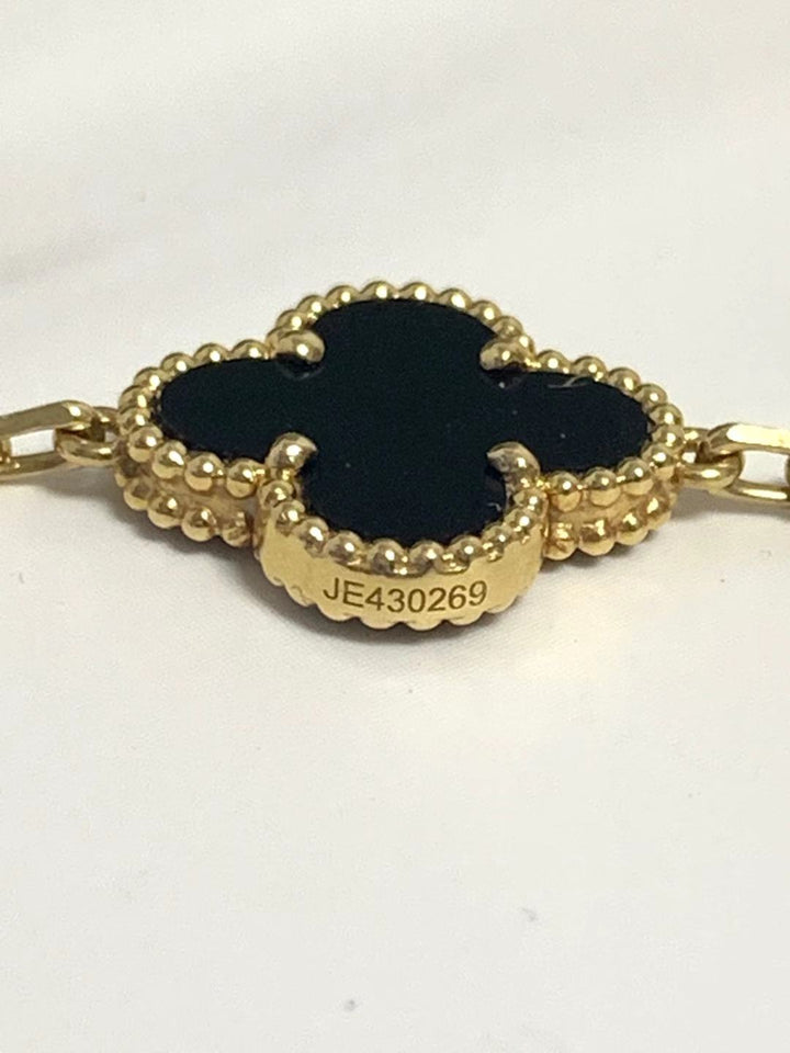 Van Cleef Arpels Black Onyx Vintage Alhambra 18k Gold Bracelet