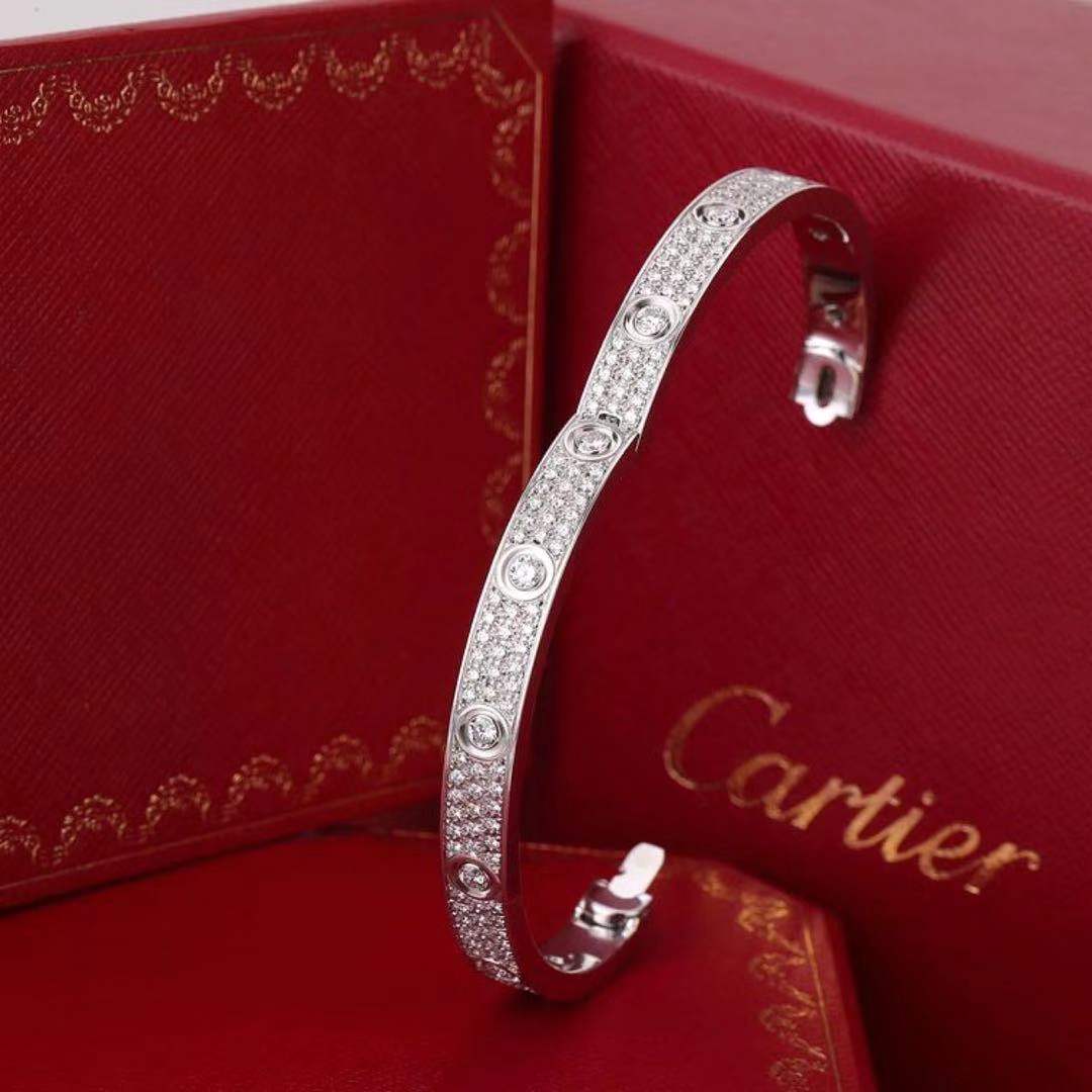 Preowned Cartier Love Diamond Pave White Gold Bracelet