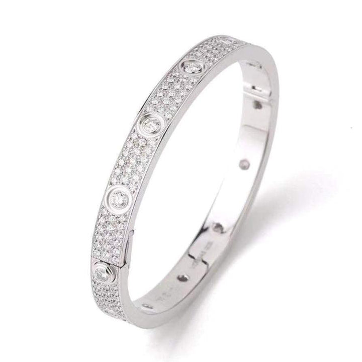 Preloved Cartier Love Diamond Pave White Gold Bracelet Size 17