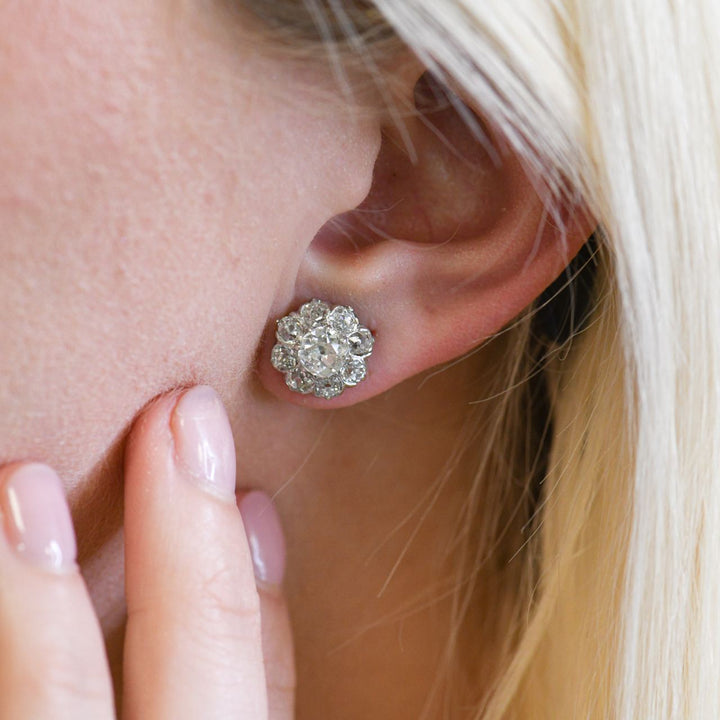 Second Hand Victorian Diamond Platinum Stud Earrings
