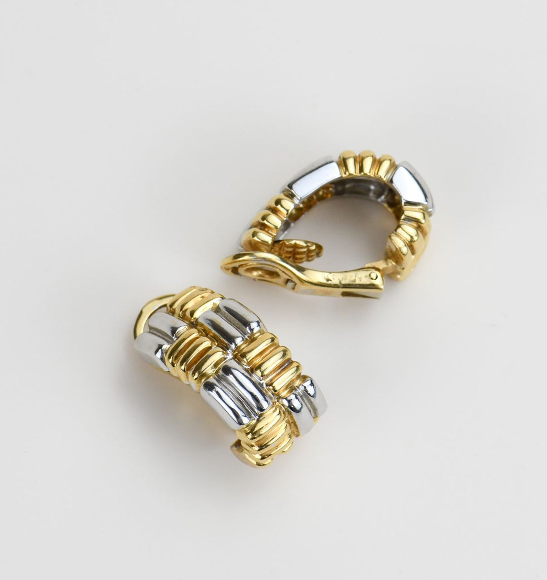 Used Boucheron Vintage Yellow White Gold Clip-on Earrings