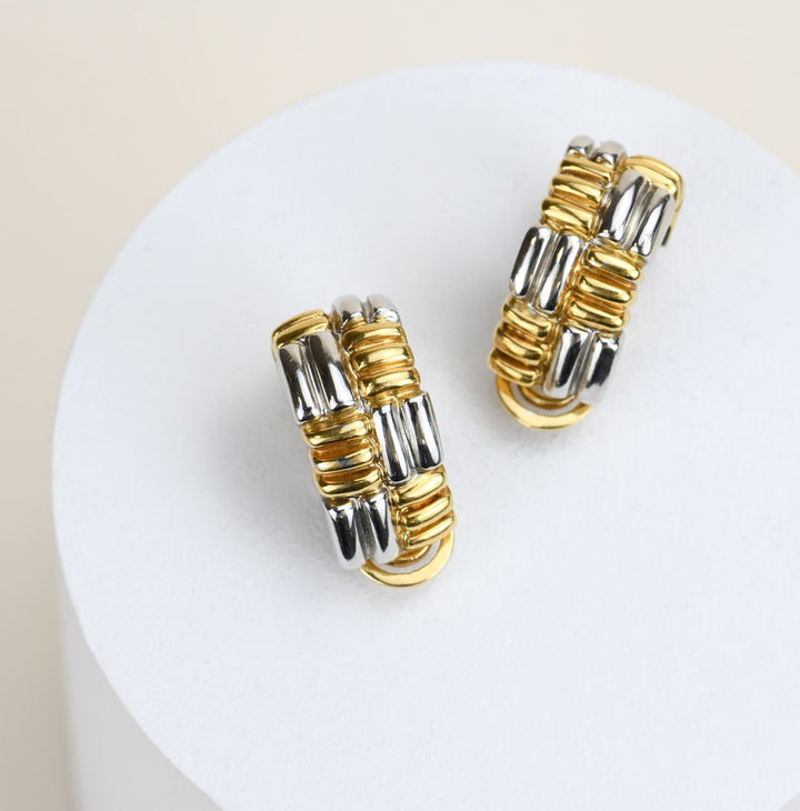 Used Boucheron Vintage Yellow and White Gold Clip-on Earrings