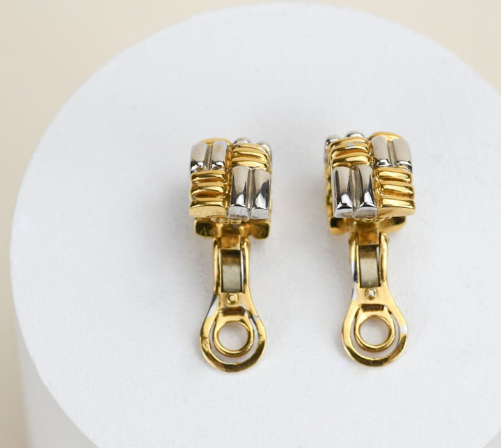 Preowned Boucheron Vintage Yellow White Gold Clip-on Earrings