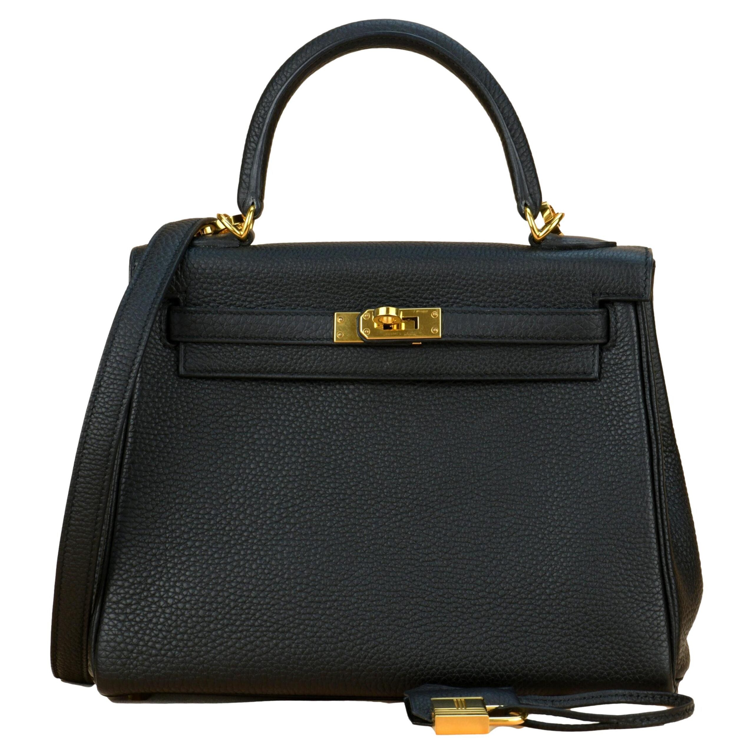 Hermes Birkin Mini Bag Togo Leather Gold Hardware In Black