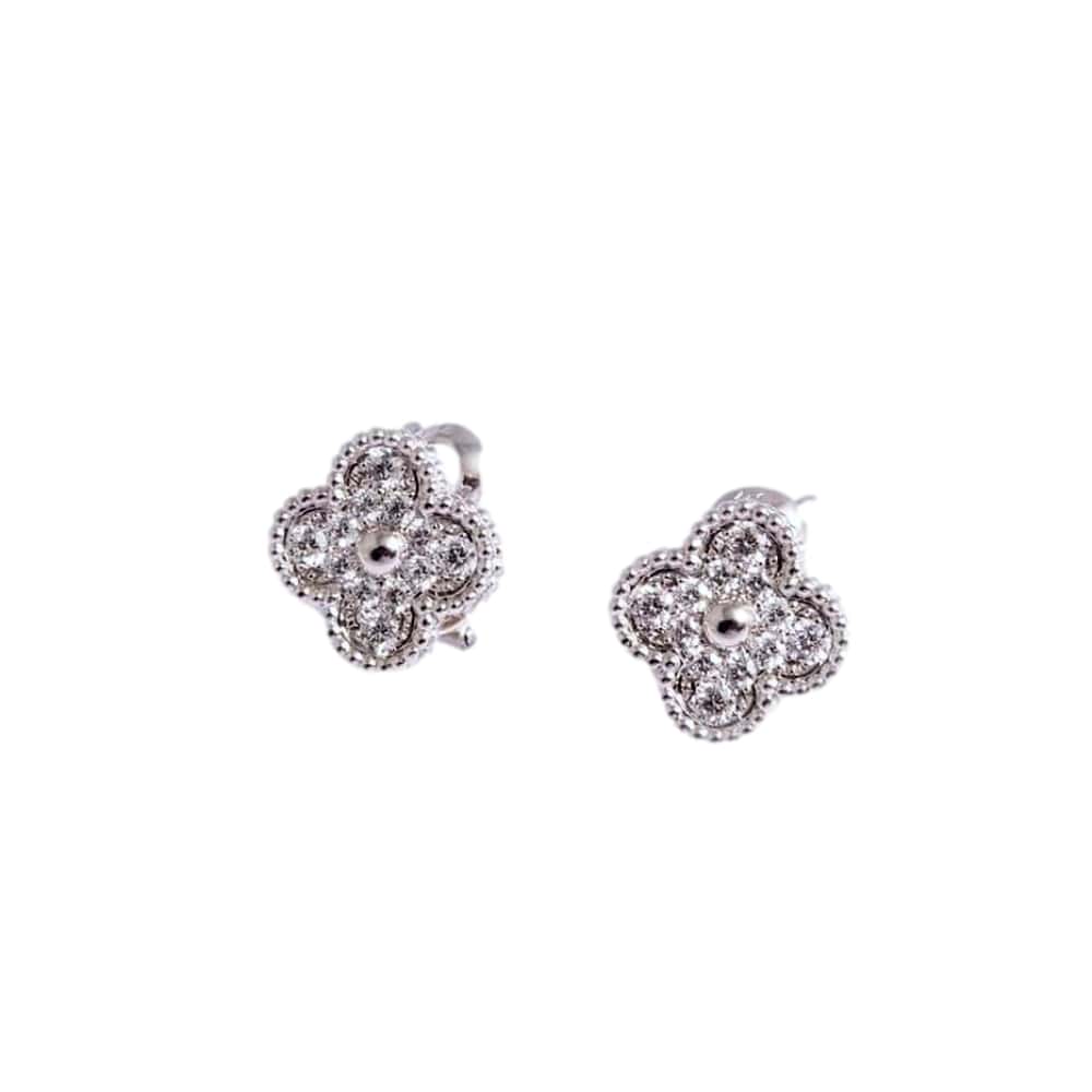 Van Cleef & Arpels Vintage Alhambra Diamond White Gold Earrings