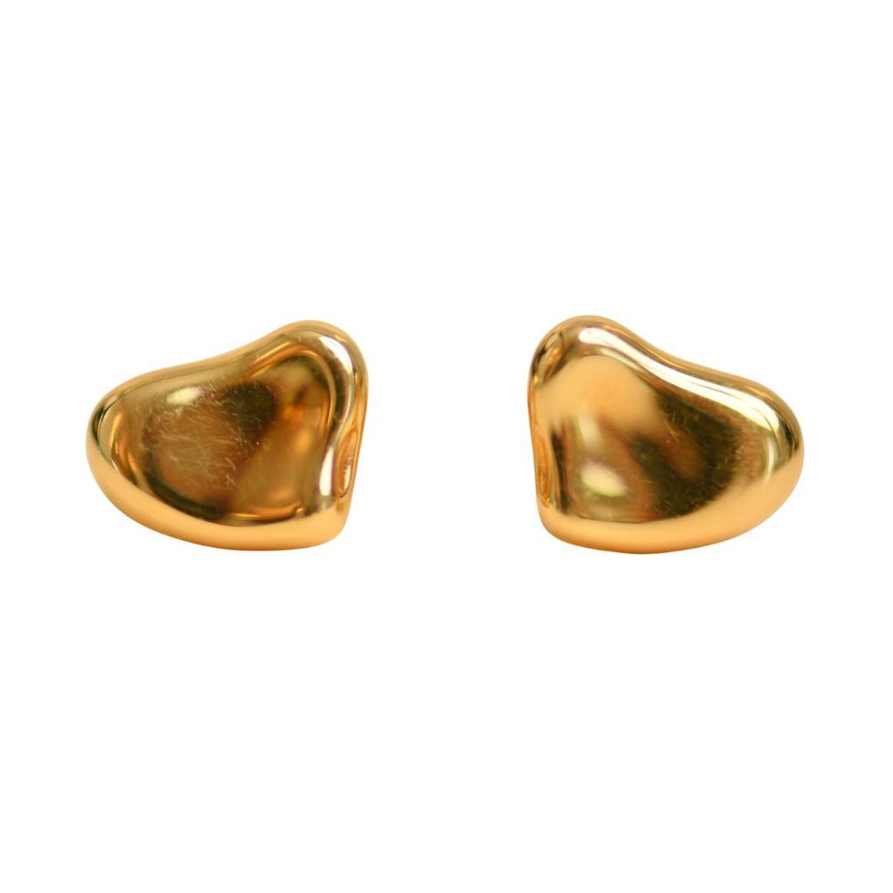 Preloved Tiffany & Co. Elsa Peretti Full Heart Stud Earrings 18K Yellow Gold