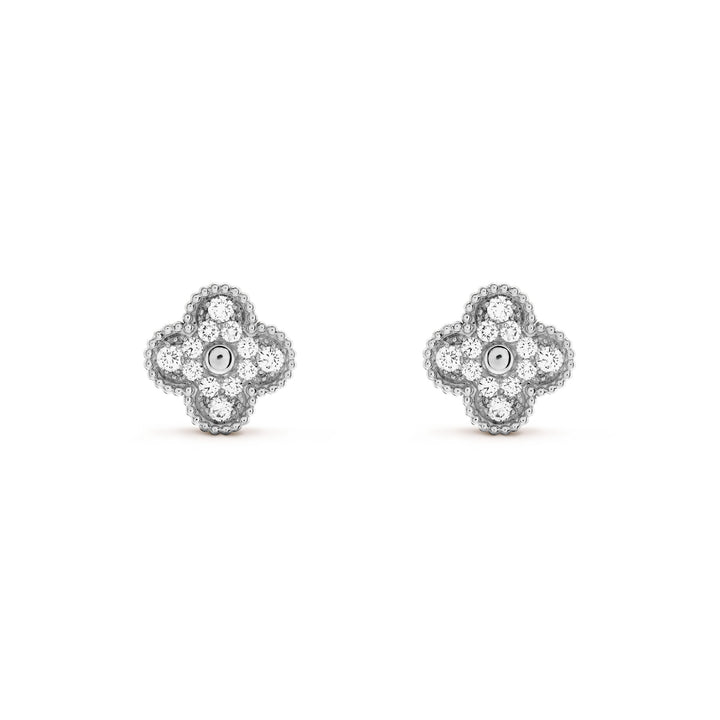 Van Cleef & Arpels Vintage Alhambra Diamond White Gold Earrings