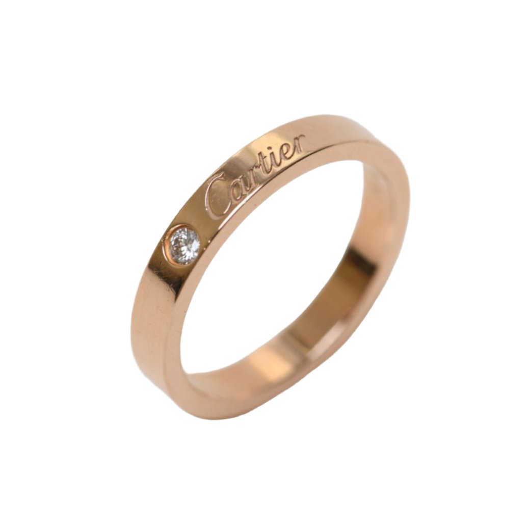 Cartier C De One Diamond Wedding Band Rose Gold Ring Size 52