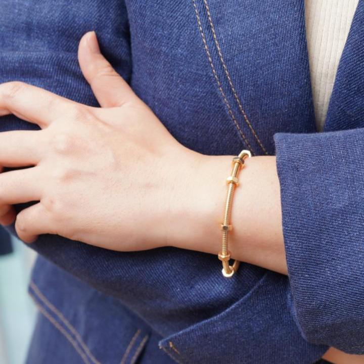 Full set Authentic Second Hand Cartier Ecrou de Cartier Bracelet 18K Rose Gold Size 18