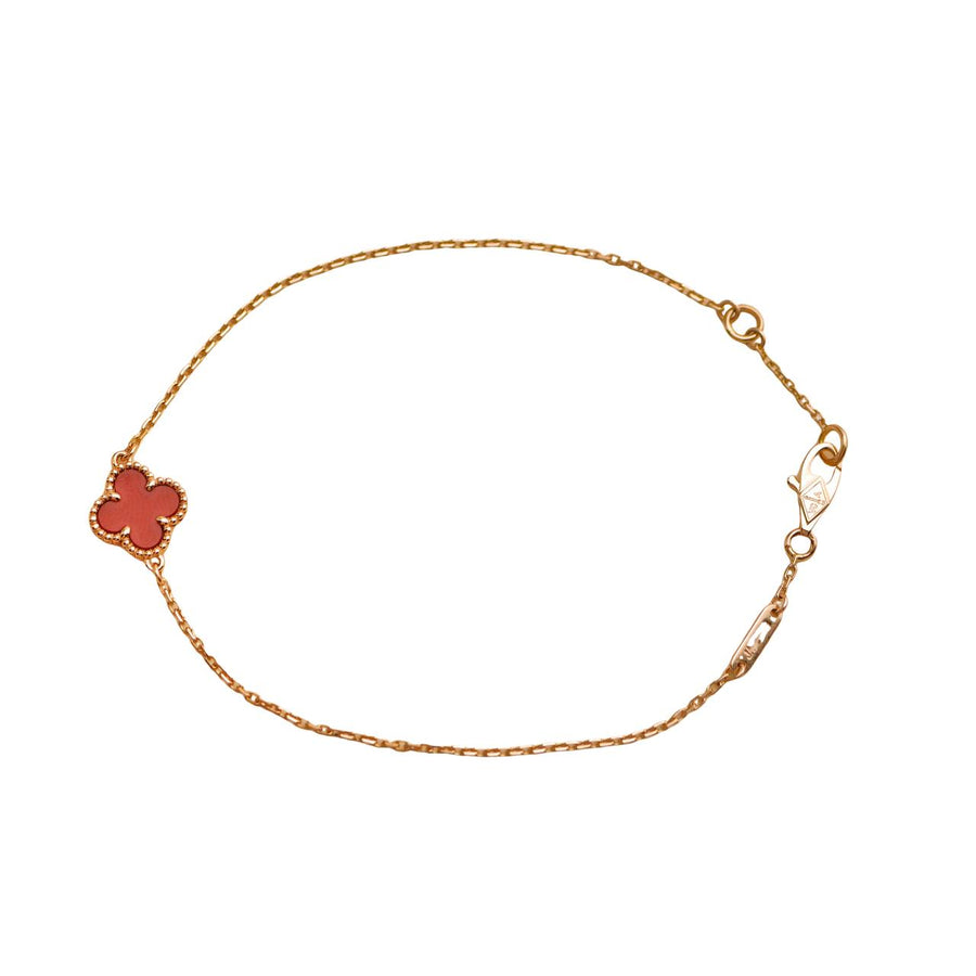 Preloved Van Cleef & Arpels Sweet Alhambra Carnelian 18K Rose Gold Bracelet
