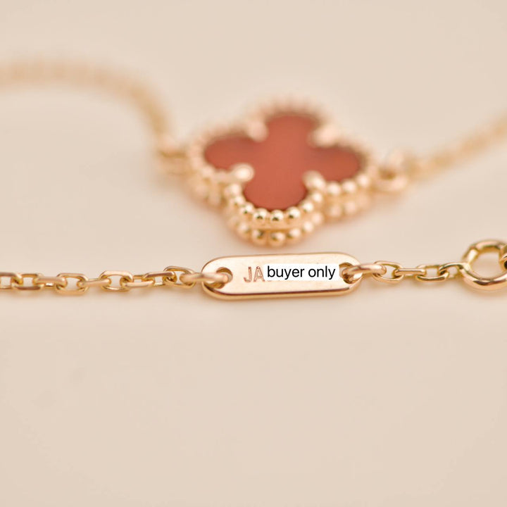 Second Hand Van Cleef Sweet Alhambra Carnelian 18K Rose Gold Bracelet