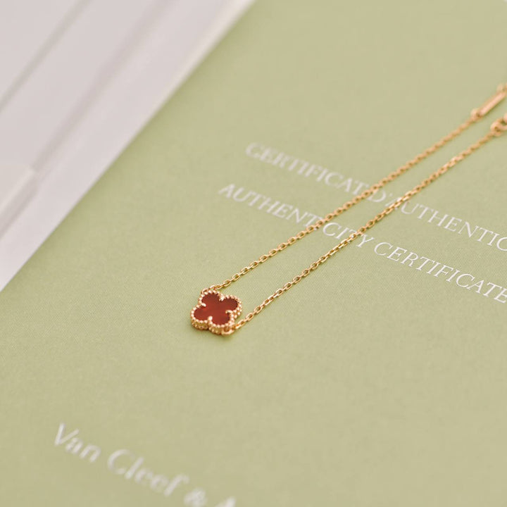 Preowned Van Cleef Sweet Alhambra Carnelian 18K Rose Gold Bracelet