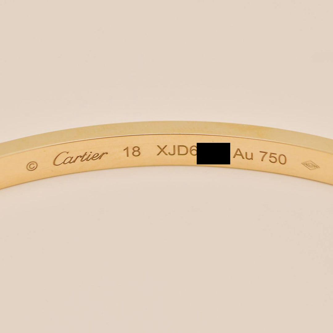 Authentic Second Hand Cartier Love Bracelet 18K Yellow Gold Size 18 Small Model