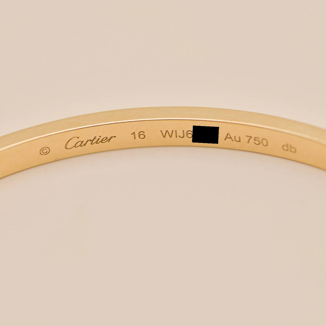 Used Authentic Cartier Love Classic Model Bracelet 18K Yellow Gold Size 16