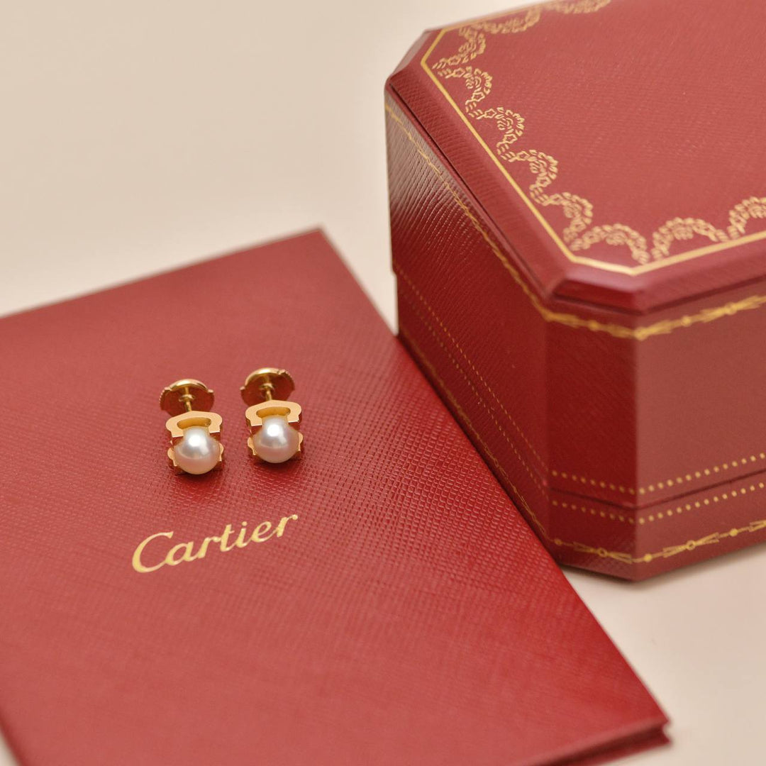 Cartier C de Cartier Akoya Pearl Earrings 18K Rose Gold
