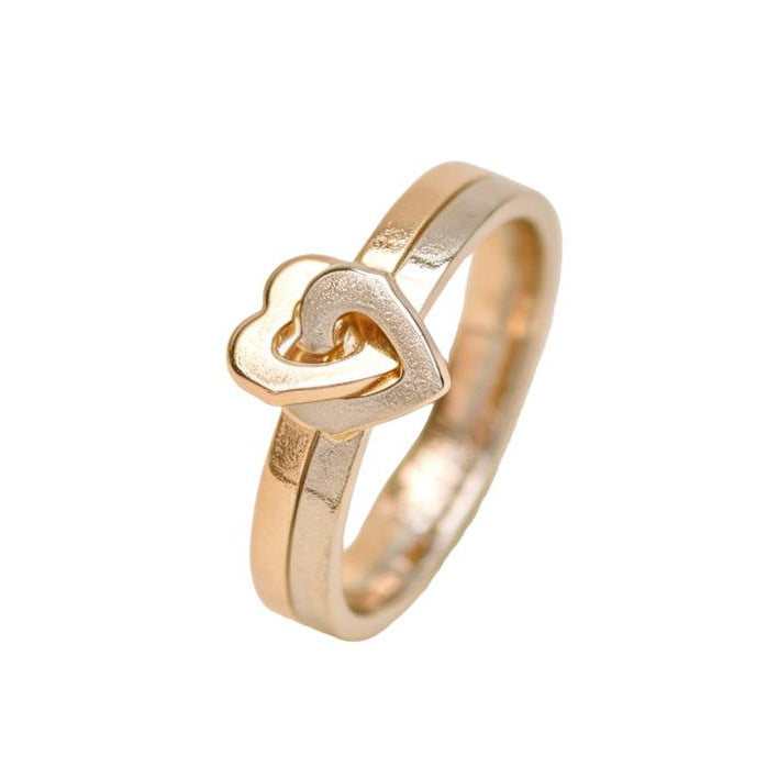 Preloved Authentic Full set Cartier Double Heart Ring 18K White Rose Gold Size 52