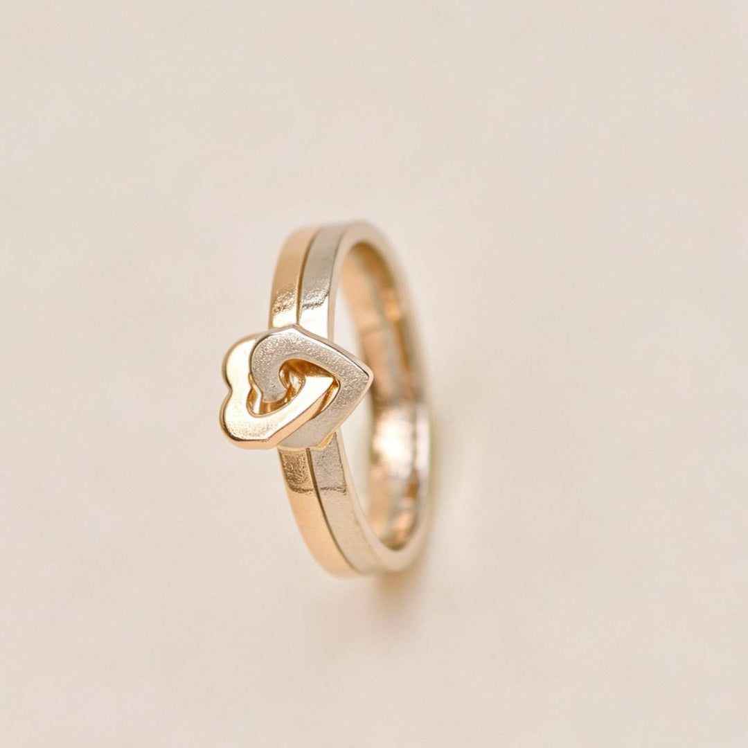 Authentic Preowned Cartier Double Heart Ring 18K White Rose Gold