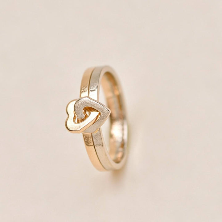 Authentic Preowned Cartier Double Heart Ring 18K White Rose Gold