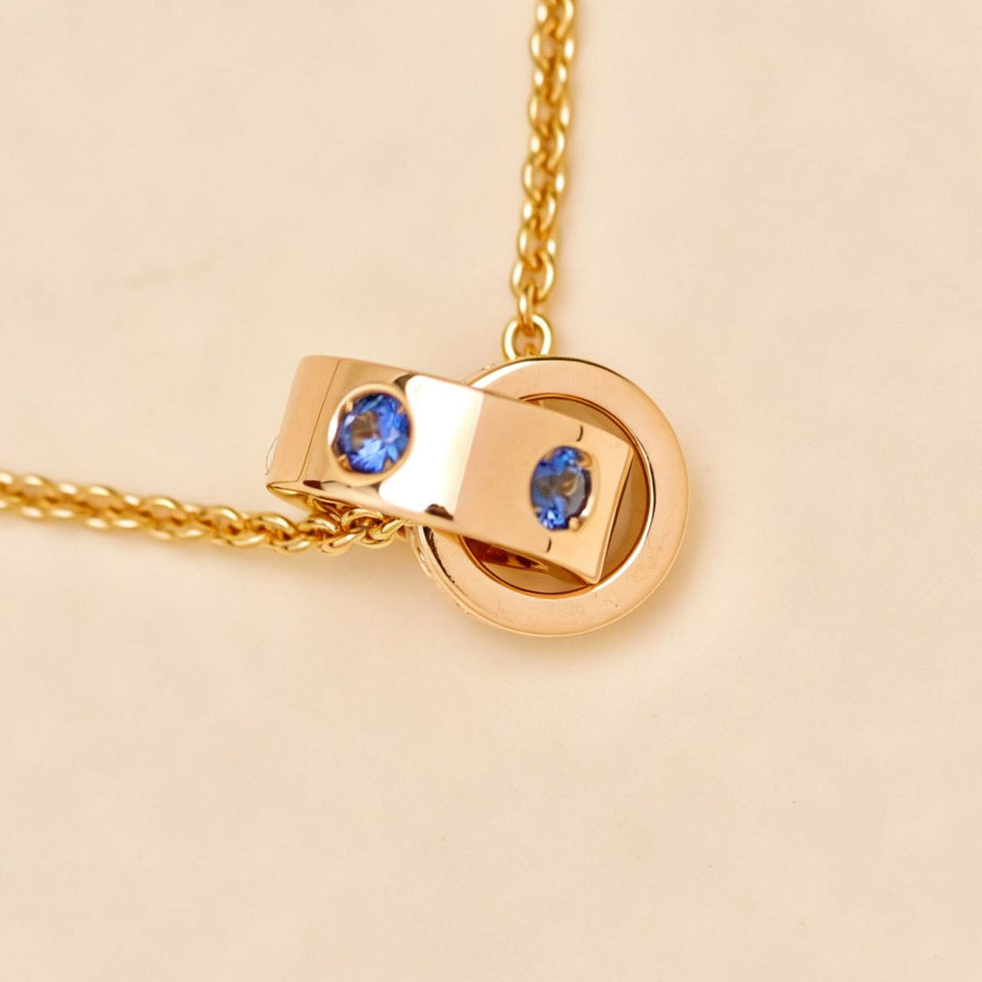 Preowned Authentic Bvlgari Roman Sorbet Pendant Necklace Sapphire Tsavorite 18K Rose Gold