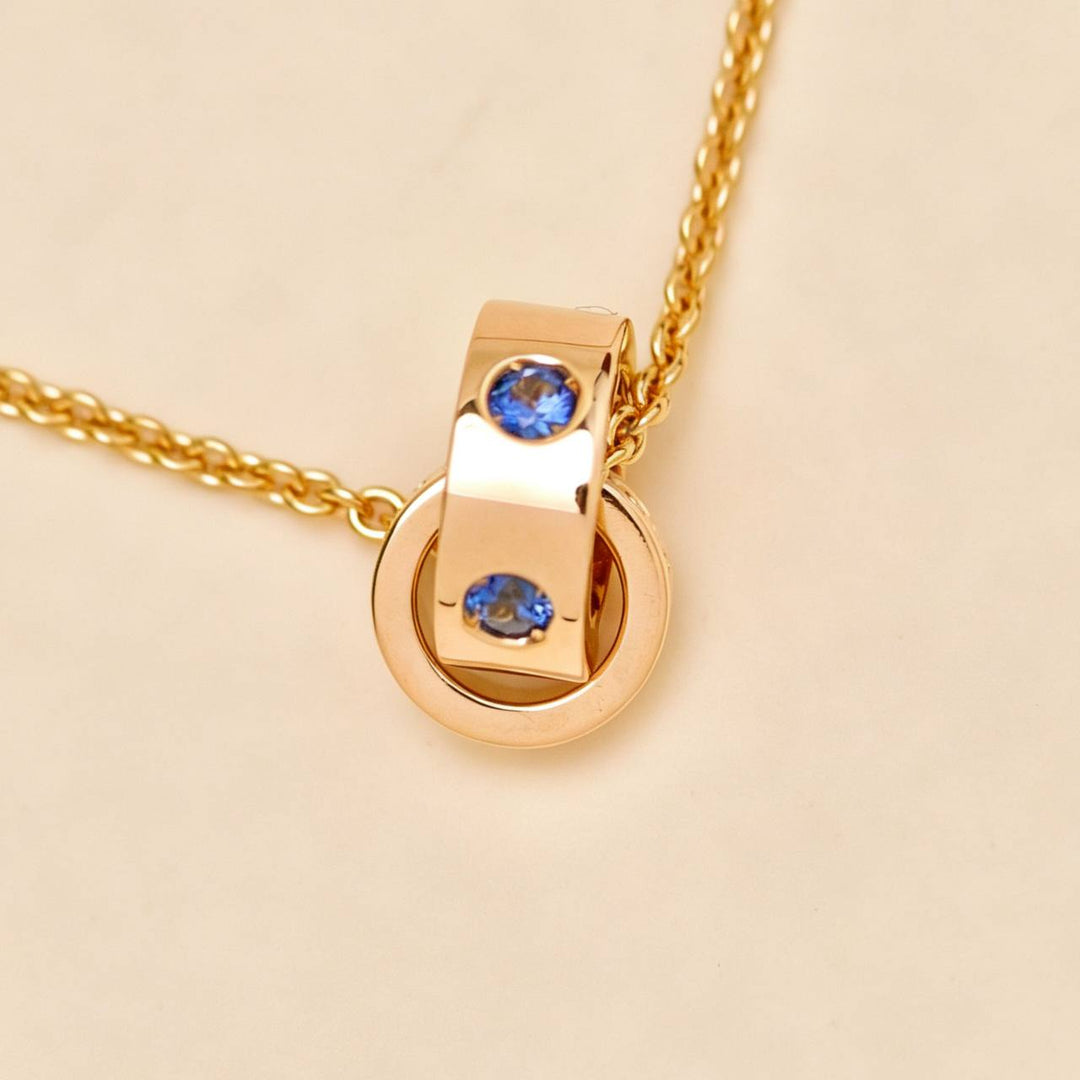 Second Hand Authentic Bvlgari Roman Sorbet Pendant Necklace Sapphire Tsavorite 18K Rose Gold