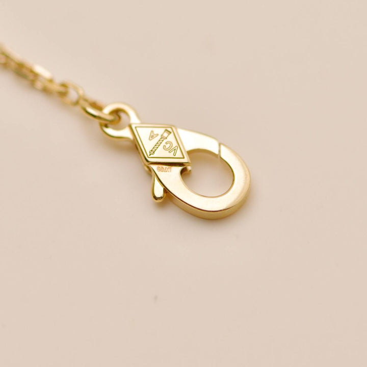Preloved Authentic Van Cleef 2018 Holiday Pendant Golden Mother of Pearl Diamond 18K Yellow Gold