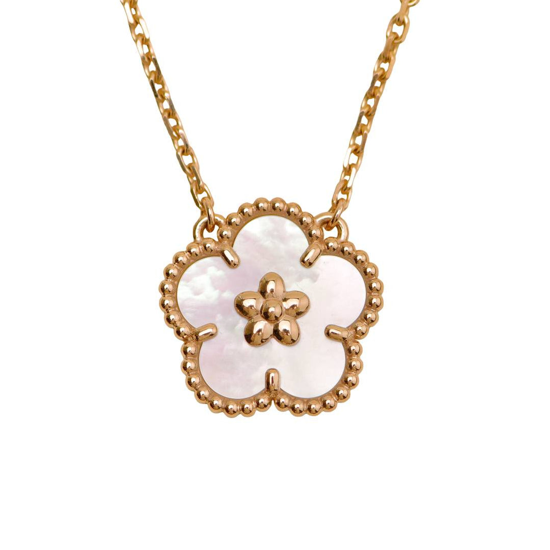 Preloved Authentic Van Cleef & Arpels Lucky Spring Plum Blossom Pendant Mother of Pearl 18K Rose Gold