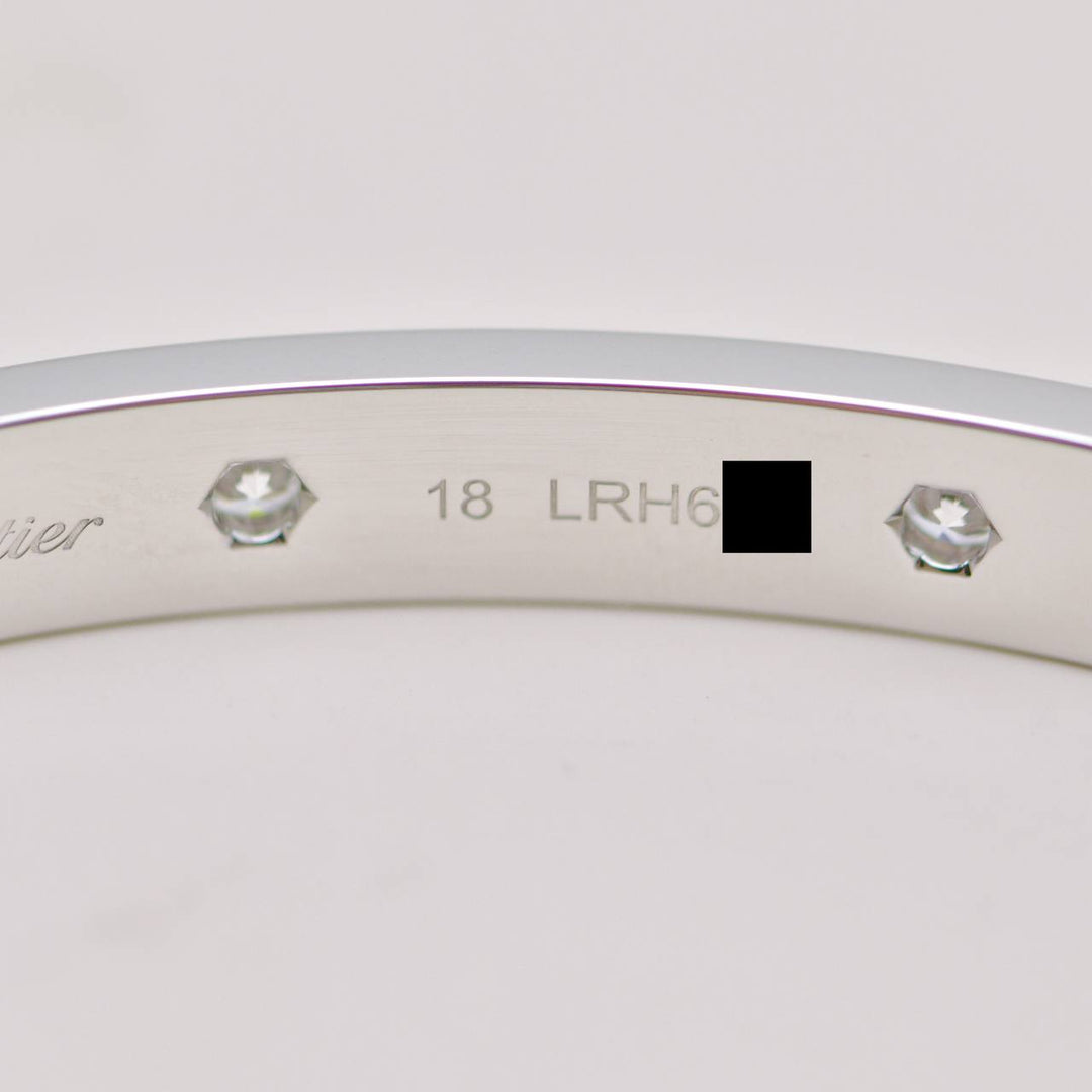 Second Hand Authentic Cartier Love Bracelet Classic Model 10 Diamond 18K White Gold Size 18