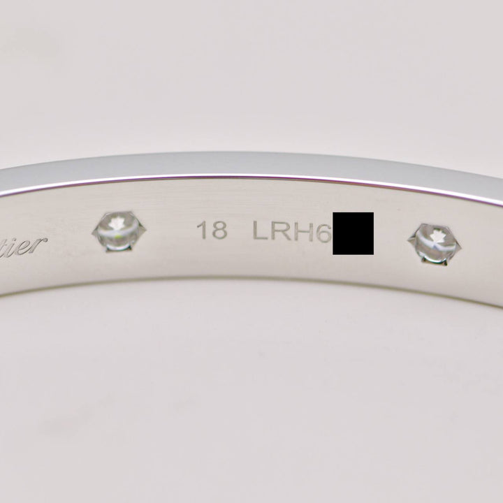 Second Hand Authentic Cartier Love Bracelet Classic Model 10 Diamond 18K White Gold Size 18