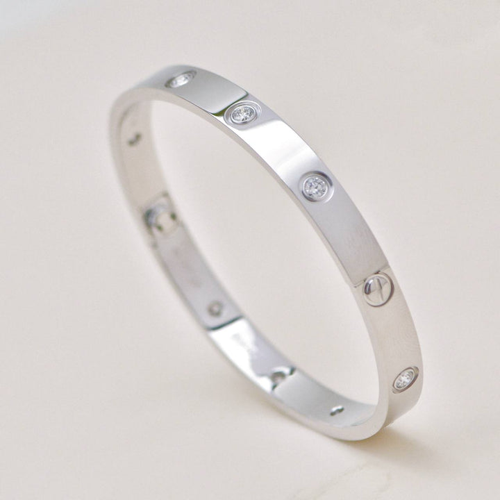 Authentic Cartier Love Bracelet Classic Model 10 Diamond 18K White Gold Size 18