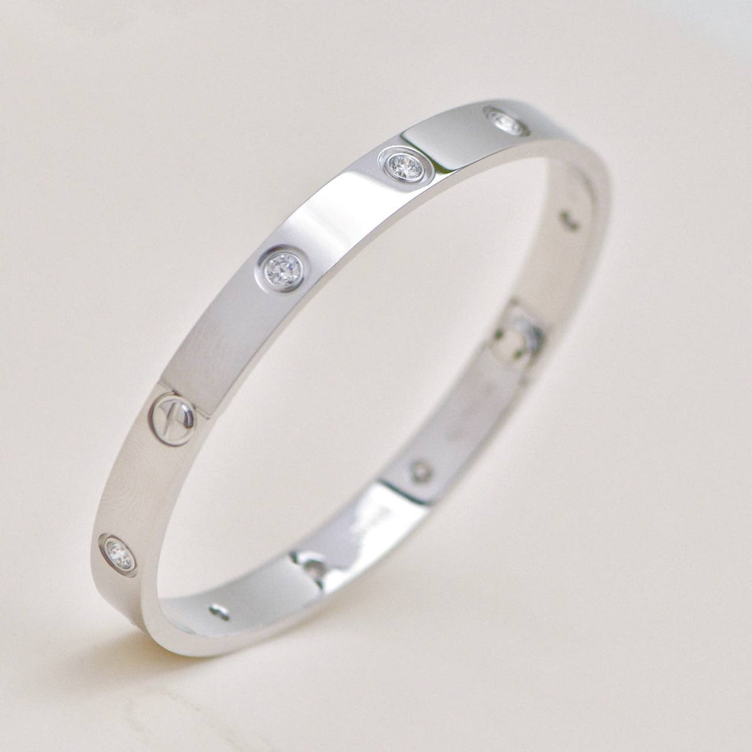 Preloved Authentic Cartier Love Bracelet Classic Model 10 Diamond 18K White Gold