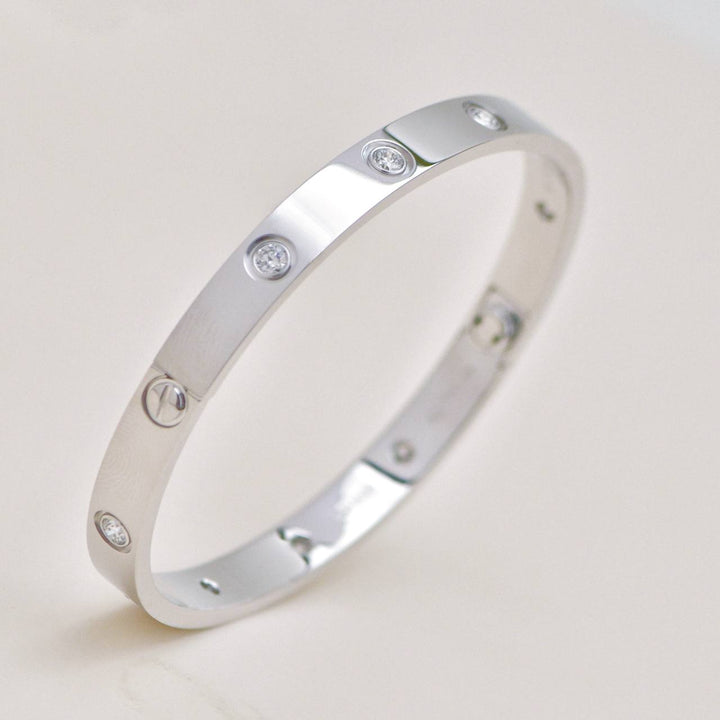 Preloved Authentic Cartier Love Bracelet Classic Model 10 Diamond 18K White Gold