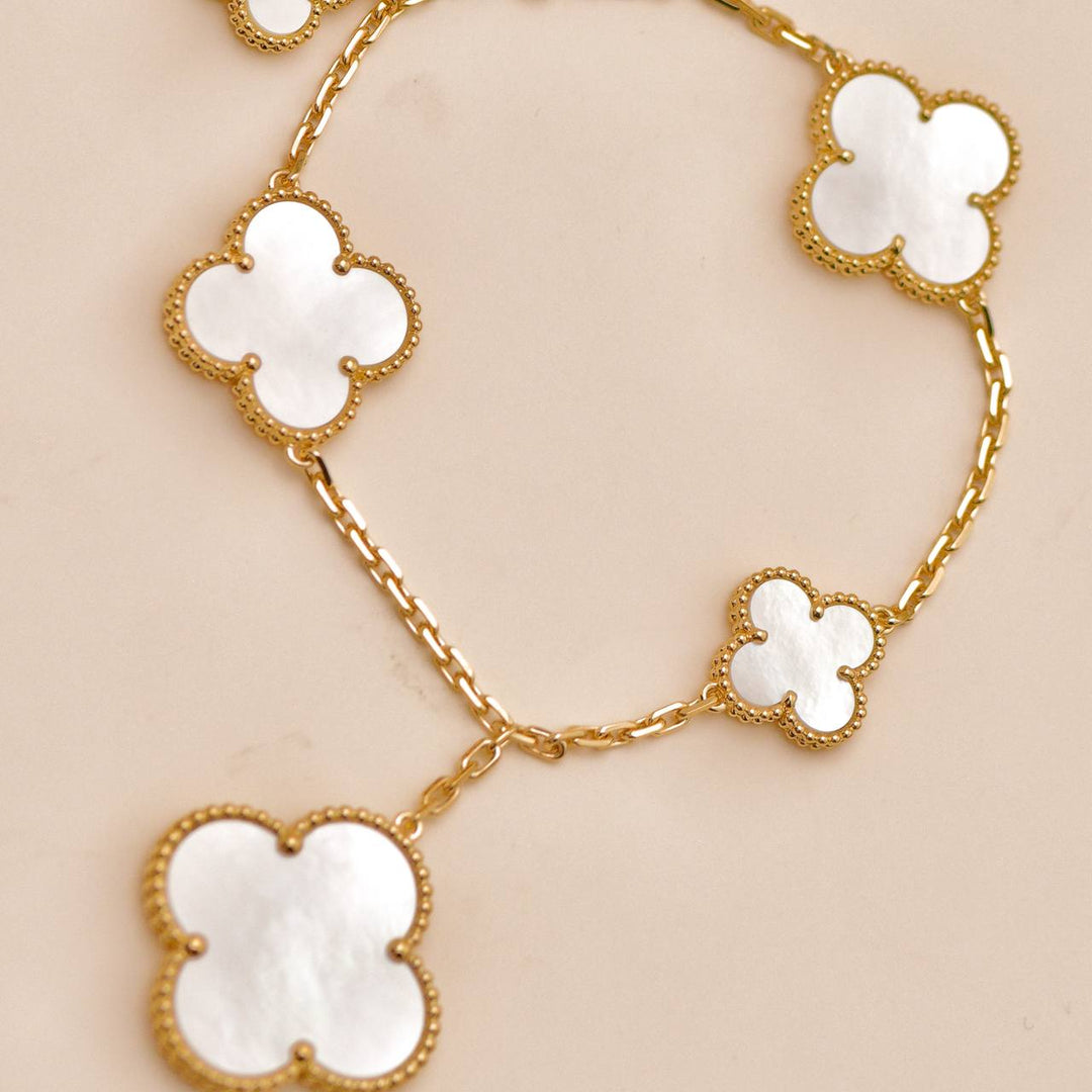 Second Hand Van Cleef & Arpels Magic Alhambra 5 Motifs Bracelet Mother of Pearl 18K Yellow Gold