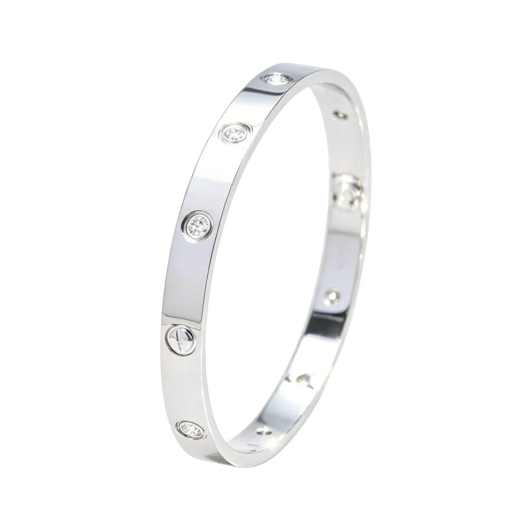 Preloved Authentic Cartier Love Bracelet Classic Model 10 Diamond 18K White Gold Size 18